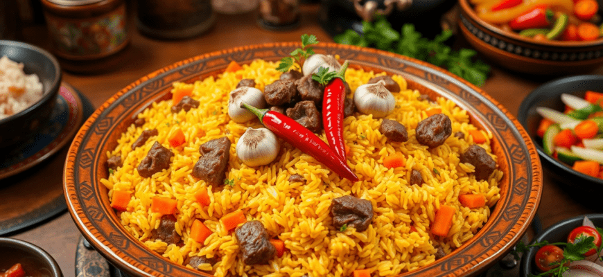 Learn how to make authentic Uzbek Plov (Pilaf) with this detailed recipe. Perfectly spiced rice, tender meat, and aromatic vegetables make this dish a crowd-pleaser. Follow our step-by-step guide!