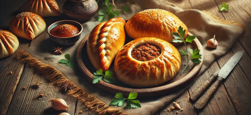 Freshly baked Uzbek samsa on a plate