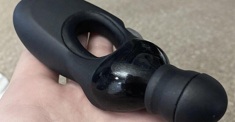 Black vibrating cock ring adult toy