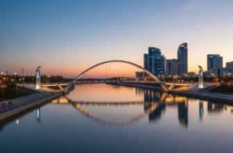 Bridge between Europe and Asia over Ural River in Atyrau