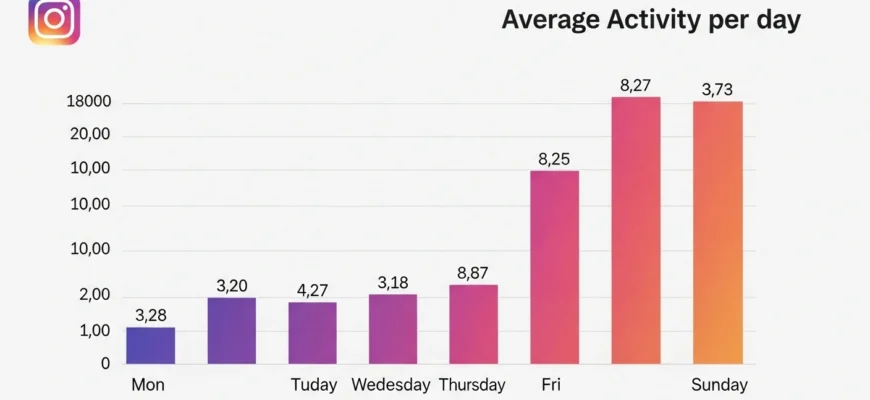 Instagram activity chart by weekday