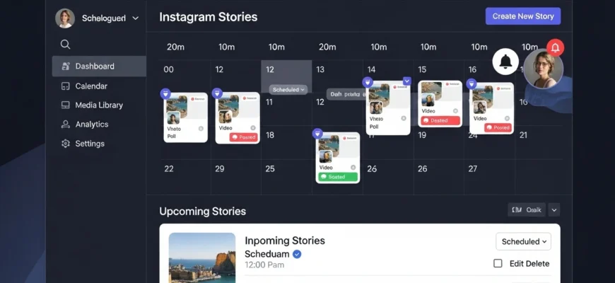 Instagram Stories scheduling dashboard