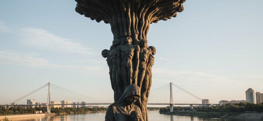 Stronger Than Death monument against sky in Semey, Kazakhstan