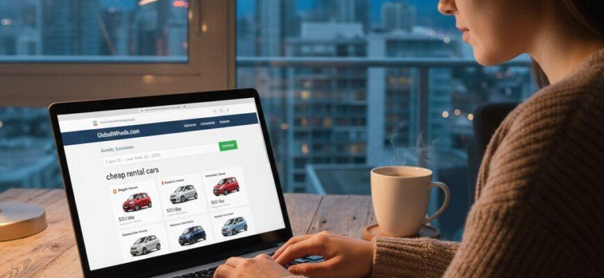 Traveler booking a cheap car rental online for Almaty trip