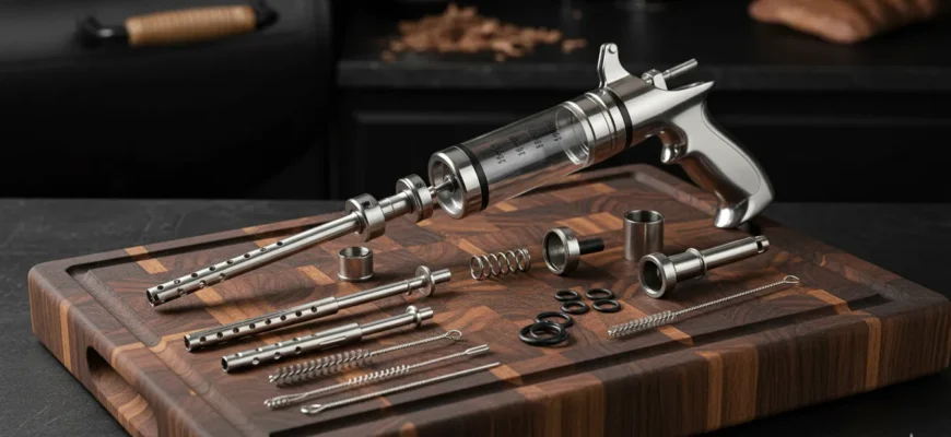 Quick-clean leak-proof stainless steel meat injector for juicy chicken and turkey