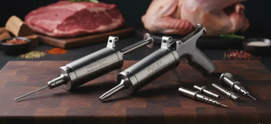 SpitJack Magnum and PULSE meat injectors with needles and marinade