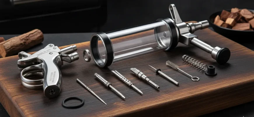 Stainless steel high-volume marinade injector kit with multiple needles for commercial use