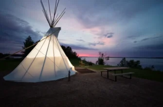 Tent at sunrise in a scenic BC provincial park