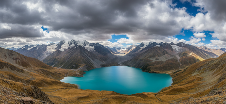 Ile-Alatau National Park mountains and Big Almaty Lake near Almaty